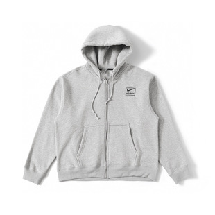 Nkxstty Joint Chest Embroidered Logo Fleece-Lined Warm Hooded Zipper Jacket Jacket Sweatshirt Fleece-Lined Thickeneding