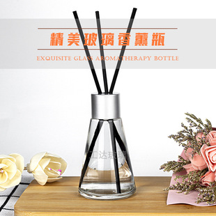 Wholesale rattan home indoor hotel bathroom deodorant glass diffuser bottle 50ml80ml square cone aromatherapy bottle