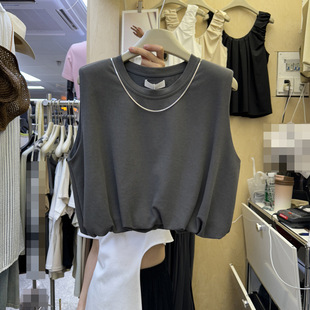 Short Waist Sleeveless T-shirt Women's Summer 2025 New Loose Slimming All-match Casual Outer Wear Top Trendy T-shirt