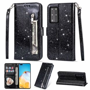 For red rice NOTE12 glitter zipper wallet mobile phone case millet 13 card leather case Huawei P40 protective case