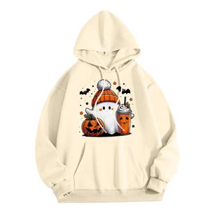 2024 Amazon Men's and Women's fleece-lined Sweater Christmas Printed Pocket Drawstring Printed Hoodie