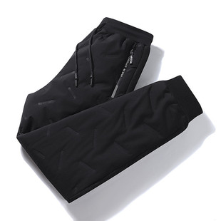 Winter New Down Cotton Pants Men's Fleece-lined Thickened Casual Pants Loose Large Size Outer Wearing Warm Lamb Fleece Pants