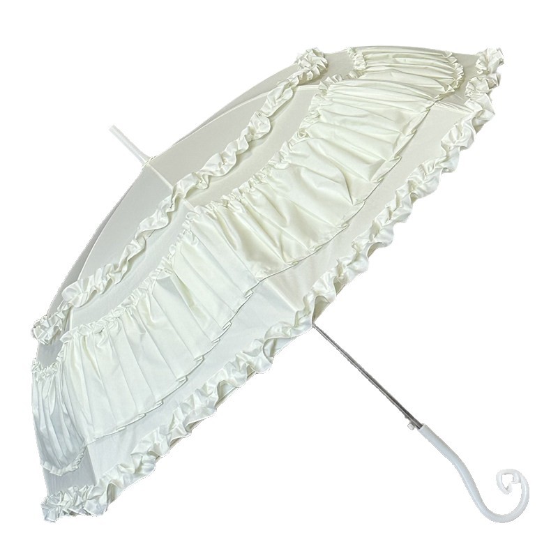 Lolita princess umbrella with lace trim, European retro style, high-value heart-shaped handle, creative Lolita umbrella.