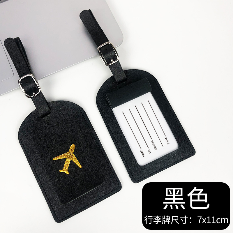 Cross-border PU leather bronzing aircraft design, travel passport holder and luggage tag set.