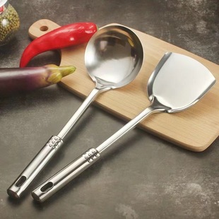 Stainless Steel Pot Shovel Colander Soup Spoon Colander Shovel Shelf Household Thickened Cooking Shovel Kitchen Anti-scalding Suit