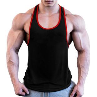 Cross-border special for Men's Fitness Vest sports summer cotton European size solid color wide shoulder I-shaped vest one-piece delivery