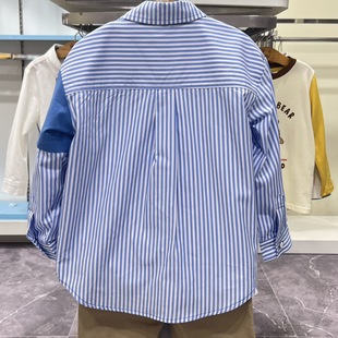 Bear children's clothing in stock spring and autumn boys striped shirt shirt long sleeve support a generation of hair