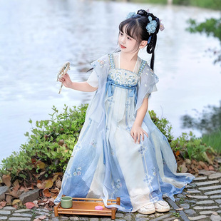 Hanfu Girl Летний тонкий 2025 новый детский древний стиль супер фея платье для маленькой девочки летний национальный стиль костюм