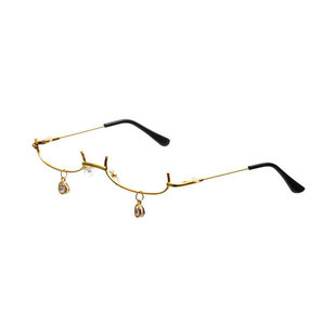 Secondary Non-lens Metal Half-frame Glasses Women's Ins Pure Desire Japanese Style Soft Girl Cyber Celebrity COS Glasses with Chain
