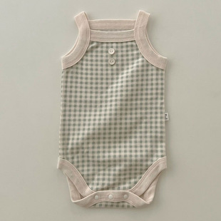 2023 Newborn Cotton Sling Jumpsuit Baby Summer Simple Comfortable Triangle Fart Climbing Vest