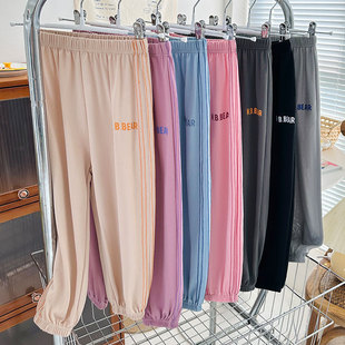 Children's Casual Anti-mosquito Pants Children's Home Sports Casual Pants Ice Silk Thin Loosen Pants for Boys and Girls