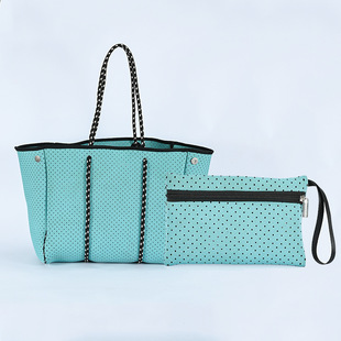 Dongguan factory large capacity portable shopping bag solid color casual women's bag fashion zipper diving beach bag