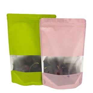 Color window self-supporting aluminum foil bag frosted self-sealing bag cat and dog food self-supporting food packaging bag nut sealed bag
