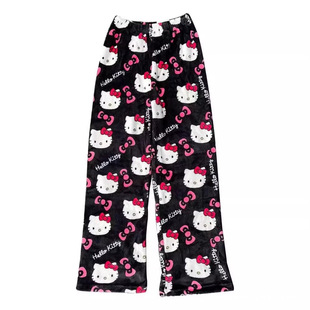 Halloween Walking Pants fleece-lined Pajama Pants Women's Home Casual Autumn and Winter Loose Flannel Pants Home Casual Outer Wear