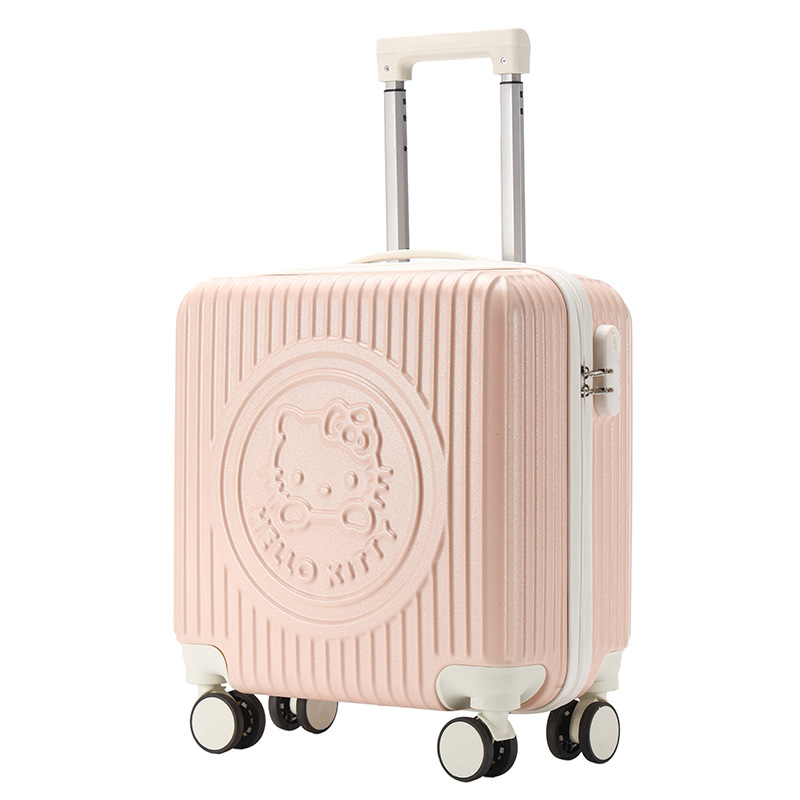20inch Cartoon Cute Kt Cat Luggage Student Travel Suitcase Trolley Case Silent Universal Wheels Password Lock Women's Carry-On Suitcase