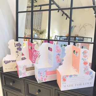 New goddess color blue and white handbag milk tea box flower box floral flower packaging box flower shop flower material