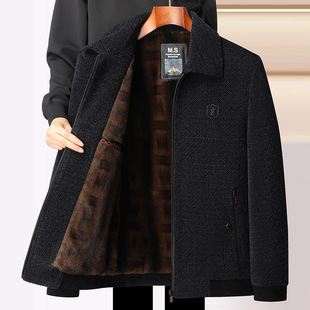 fleece-lined Thickened Chenille Cotton-padded Jacket Men's Winter Middle-aged and Elderly Warm Casual Laps Dad Jacket Coat