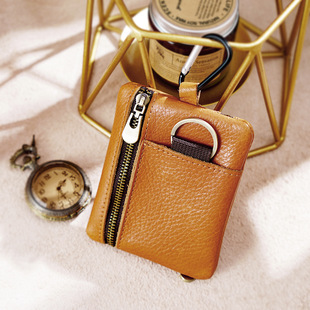 Original Japanese Mini Coin Purse Card Bag Cowhide Small Purse Zipper Youth Outdoor Sports Storage Bag Small Hanging Bag