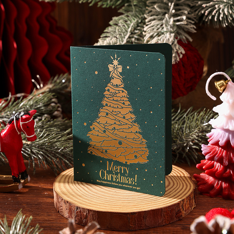 Gold-Stamped 3D Christmas Greeting Cards, Thanksgiving Holiday Small Cards, Decorative Gift Cards, Flower Bouquet Shop Message Blessing Cards Wholesale