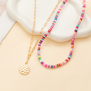 Amazon Europe and the United States cross-border export of new colored soft pottery necklace Japan and South Korea neck chain for girlfriend gift souvenir