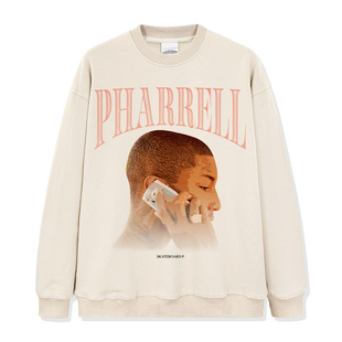 Трансграничный американский хип-хоп филиппинский донг PHARRELL с принтом футболка с длинными рукавами и круглым вырезом, чтобы сделать старый свитер с короткими рукавами