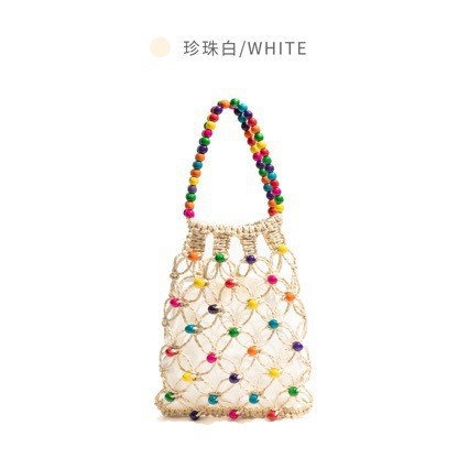 Spring/Summer niche design, handmade woven openwork dopamine-colored beaded bag paired with a tote/shoulder bag.