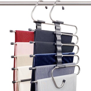5-layer Trouser Rack, Wardrobe Multi-layer Multi-purpose, Trousers and Scarf Relaxed Shelf Organizer (2 Pack