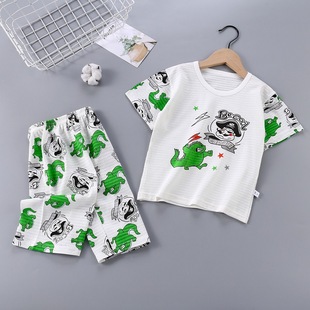 Children's Summer Short-sleeved Home Clothes Boys and Girls Small and Medium-sized Children's Thin suit Breathable Pajamas Air Conditioning Clothing