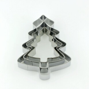 Cross-border Christmas tree cookie mold stainless steel 3-piece set cake mold cake mold wholesale baking products