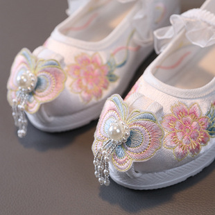 Ziling Children's Cloth Shoes Girls' Embroidered Shoes Chinese Style Ancient Clothing Shoes Baby Handmade Antique Hanfu Shoes Non-slip
