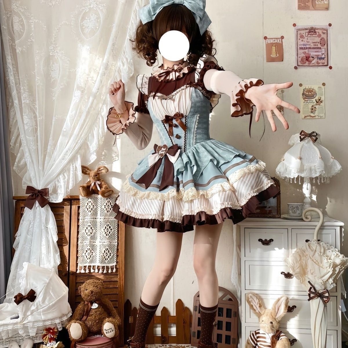 Hawthorn Berry Chocolate Mint New Year Lolita Short Puffy Skirt Gentle and Cute Style Dress