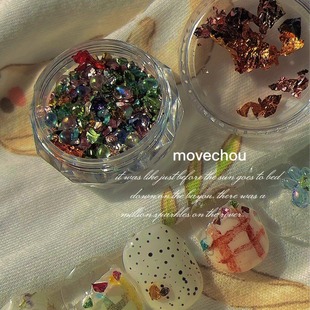 Japanese and Korean New Vintage Gem Jewelry Nail Art Mixed Nail Art Jewelry Beads Gravel Gold Foil Broken Diamond Glass Beads