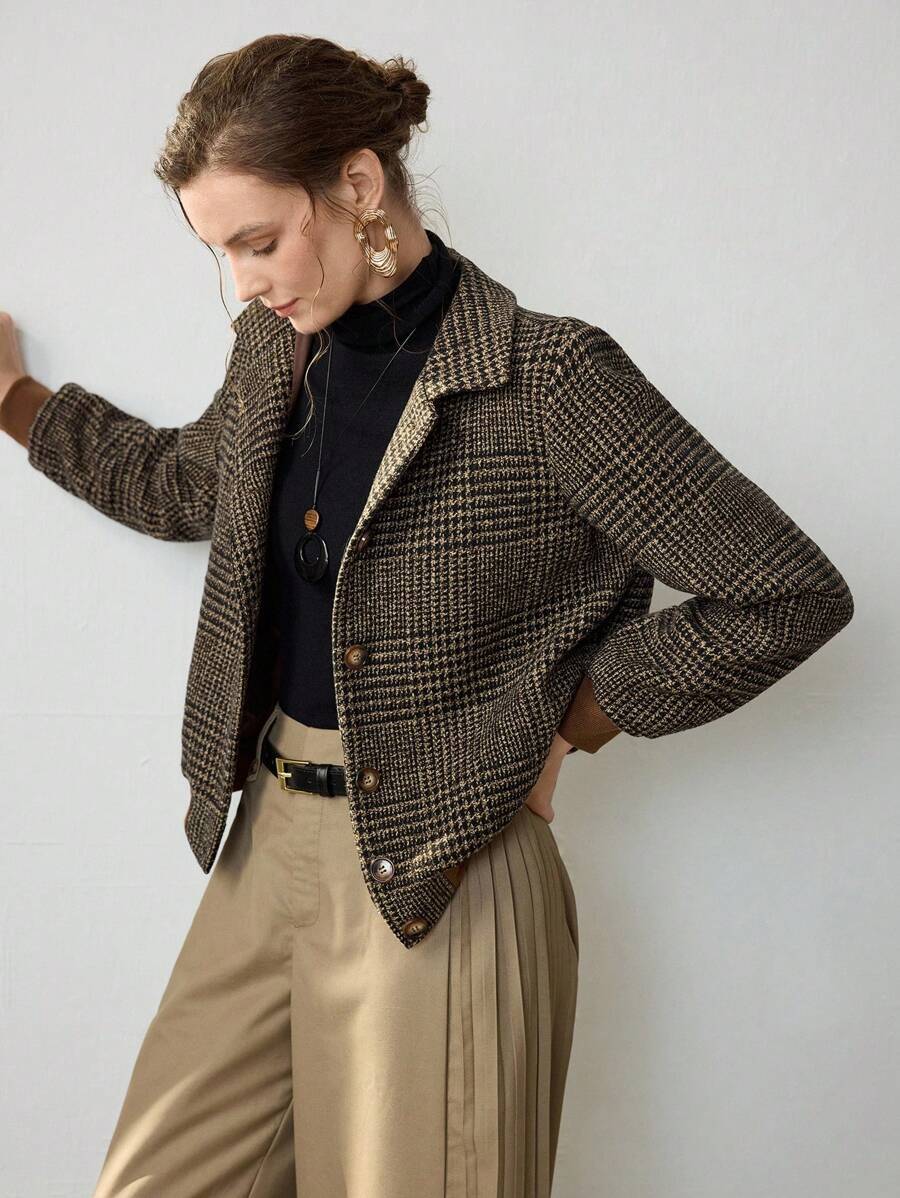 European and American Cross-Border 2025 New Plaid Jacket Autum Trendy Retro Loose Casual Women's Jacket