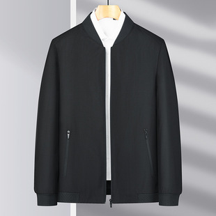 Middle-aged and Elderly Top 2025 Spring and Autumn New Men's Casual Executive Jacket Baseball Collar Middle-aged Dad Men's Wear
