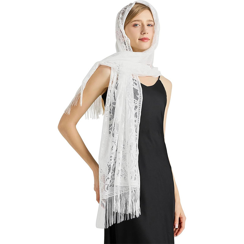 Cross-Border European and American Lace Shawl Wedding Dress Shawl Bride Bridesmaid Group Party Banquet Thin Flower Scarf