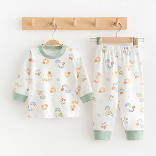Baby's Autumn Clothes and Pants Baby's Thermal Underwear Children's Spring Clothes Boys' Split suit Girls' Pajamas Pure Cotton Clothes