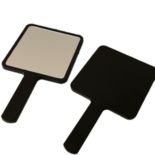 Black South Korea Ins Style Simple Handle Mirror Advanced and Convenient Makeup Mirror Girl's Heart Small Mirror Handheld Makeup