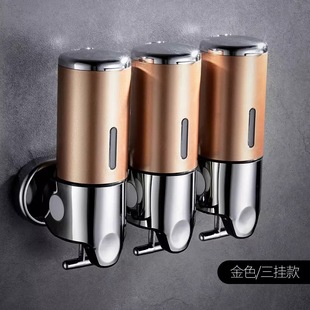 Stainless steel soap dispenser wall-mounted manual pressing shower gel dispenser hotel bathroom electroplating hand washing soap box