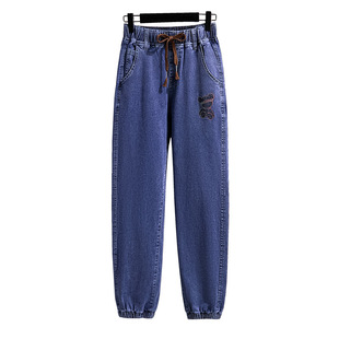 Large size women's 200/300kg denim pants high waist slim casual loose slim neck Torre pants 3357