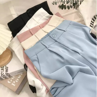 Women's 2024 Pants for Spring and Autumn New Korean Style Design Niche High Waist Loose Slimming Straight Leg Wide Leg Casual Pants