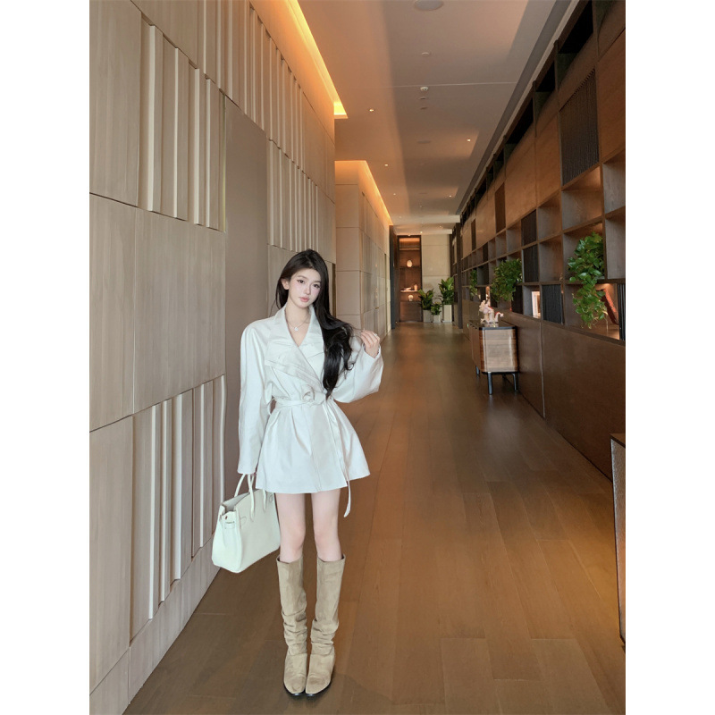 High-end Trenchcoat Coat Short British Style Vertical Collar Coat