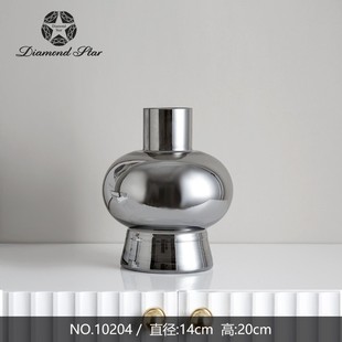 Diamond Star creative plating glass vase silver high sense flower arrangement wholesale home soft decoration vase