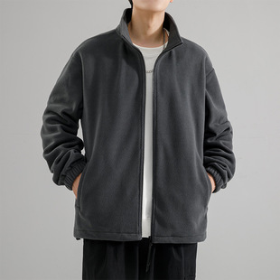 Autumn new double-sided fleece cashmere coat men's fleece-lined thickened warm young and middle-aged stand collar double-sided fleece