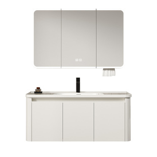 Pure White Bathroom Cabinet Combination Bathroom Honeycomb Aluminum Side Lattice Storage Beauty Makeup Cabinet Washbasin Integrated Cabinet Waterproof and Moisture-proof