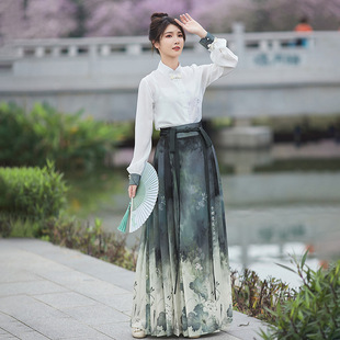 Molian оригинальный принт Hanfu женский национальный стиль новая китайская рубашка лошадь юбка весна-лето костюм повседневный