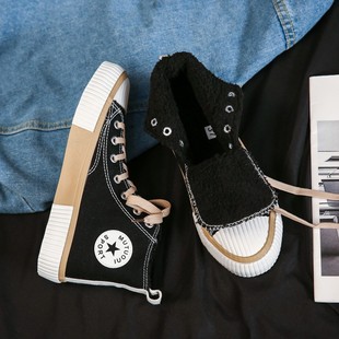 Autumn 2020 High-top Canvas Shoes Women's Secondary Vulcanized Korean Style Rubber Shoes Student Skate Shoes ins Street Photographic Internet Trendy Shoes
