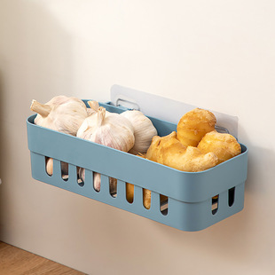 Kitchen Storage Rack Wall with Scallion, Ginger and Garlic Storage Wall-hanging Seasoning Storage Basket Wall-hanging Condiment Ginger and Garlic Collection