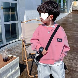 Boys Sweatshirt Spring & Fall 2025 New Kidsren's Spring Long-Sleeved T-Shirt Fake Two-Piece