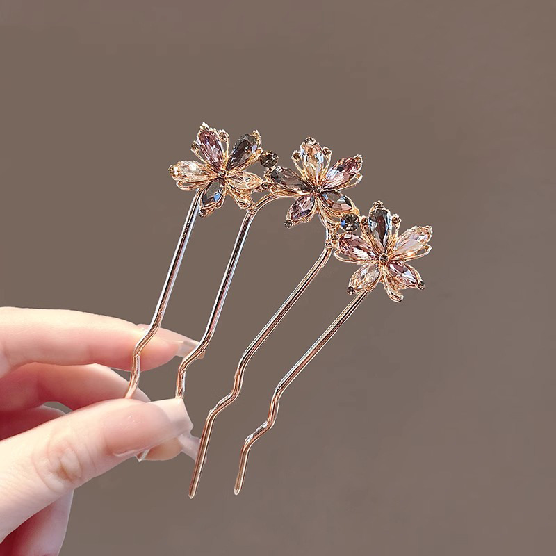 High-End Korean-Style Beautiful Crystal Hair Comb, High-End Heavy-Duty Maple Leaf Exquisite Hairpin on the Back of the Head, Hairpin Headgear