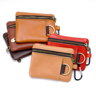 Original Japanese Mini Coin Purse Card Bag Cowhide Small Purse Zipper Youth Outdoor Sports Storage Bag Small Hanging Bag